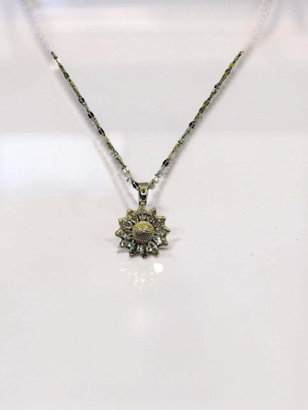 Sunflower Necklace 18K Golden Plated Stainless Steel - Picture 2 of 3